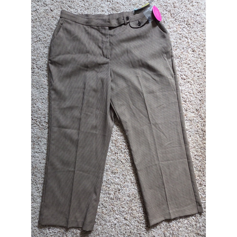 NEW! Investments Petite Size 16P Straight Leg Short Length Camel Houndstooth